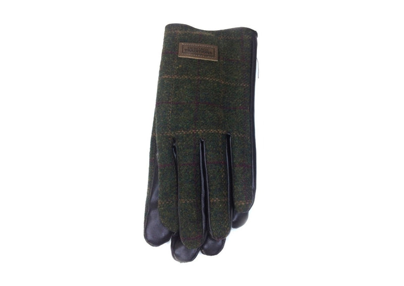 Heritage Traditions Mens Green Tweed Gloves