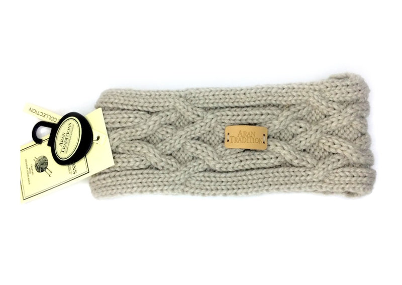 Aran Traditions Cable Knit Headband in the colour oatmeal