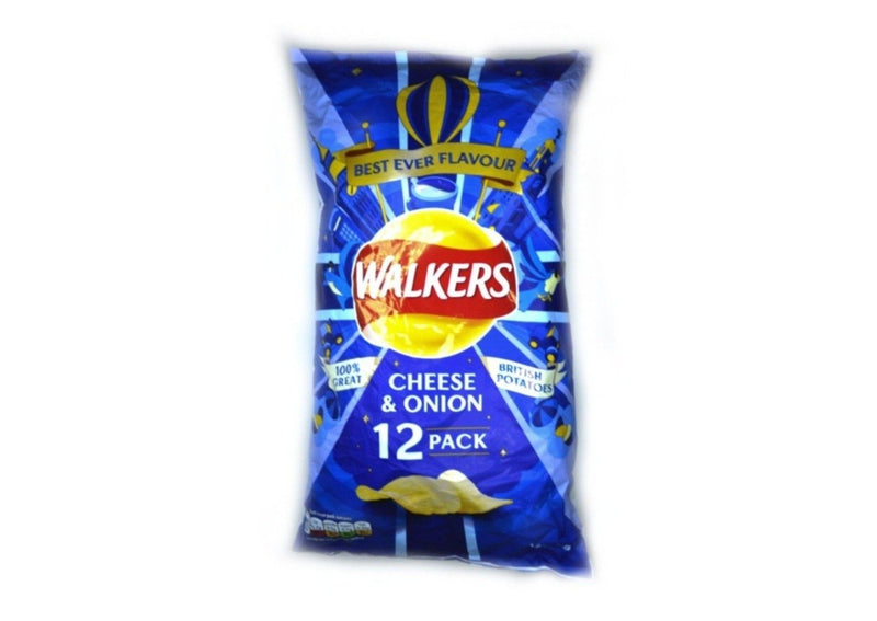 Walkers Cheese & Onion Crisps - 12pk