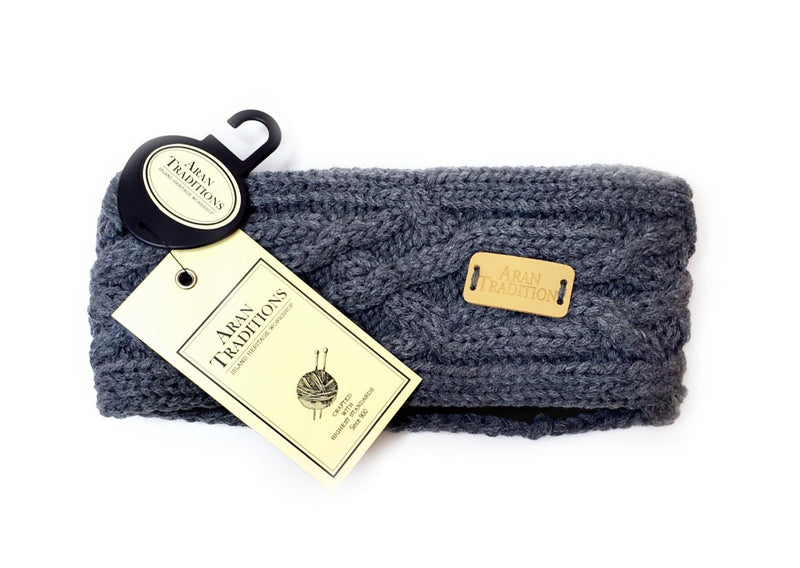 Aran Traditions Cable Knit Headband - Grey