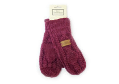 Aran Traditions Cable Knit Mits - Mulberry