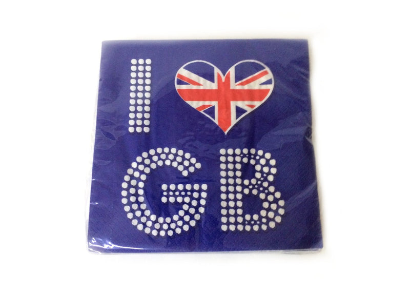 I Love GB Serviettes - 16 pack